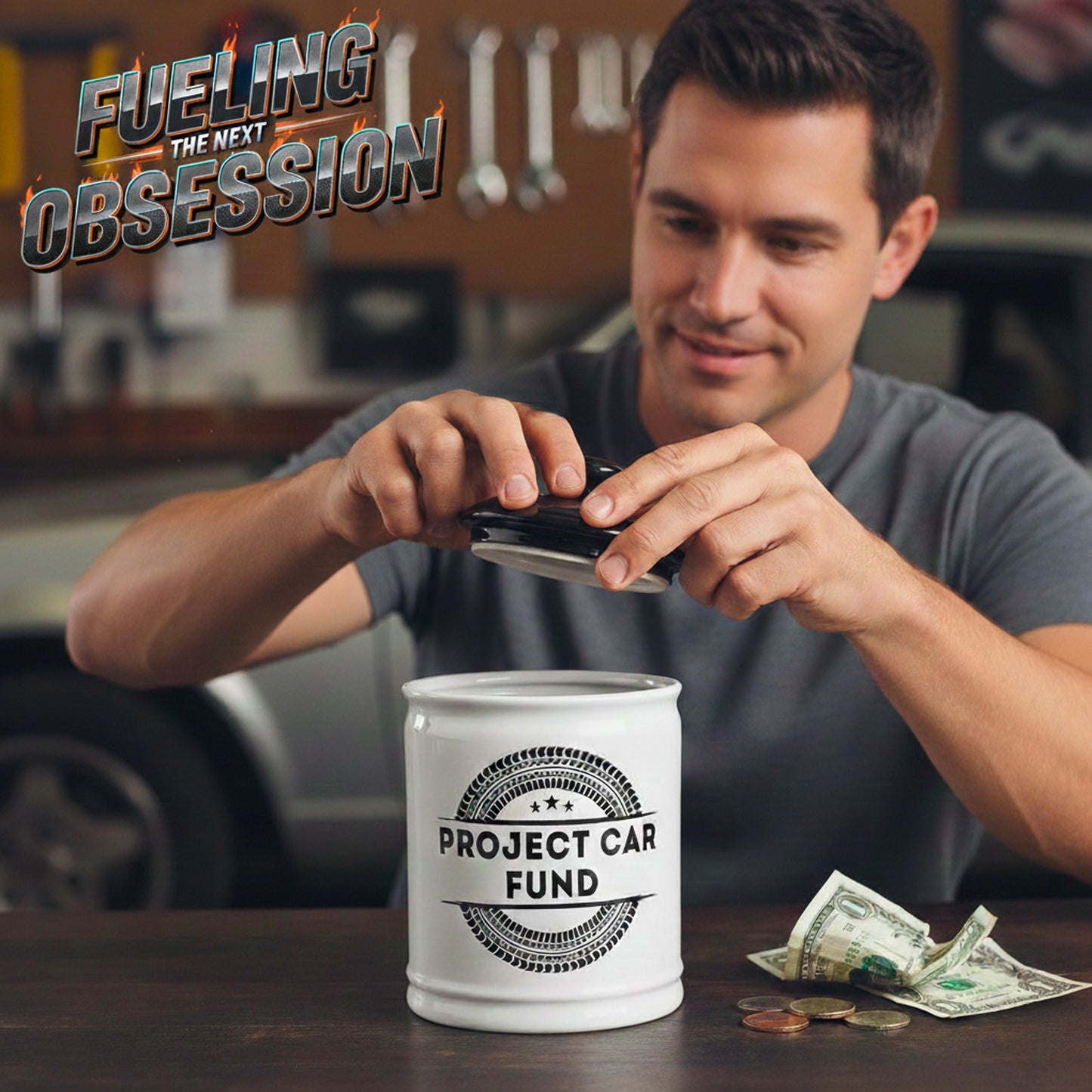 Cottage Creek Jars | Project Car Fund Piggy Bank | Car Accessories Ceramic Jar for Office & Home Decor | Stocking Stuffers & Christmas Gifts for Men, Teens, Women, Friends