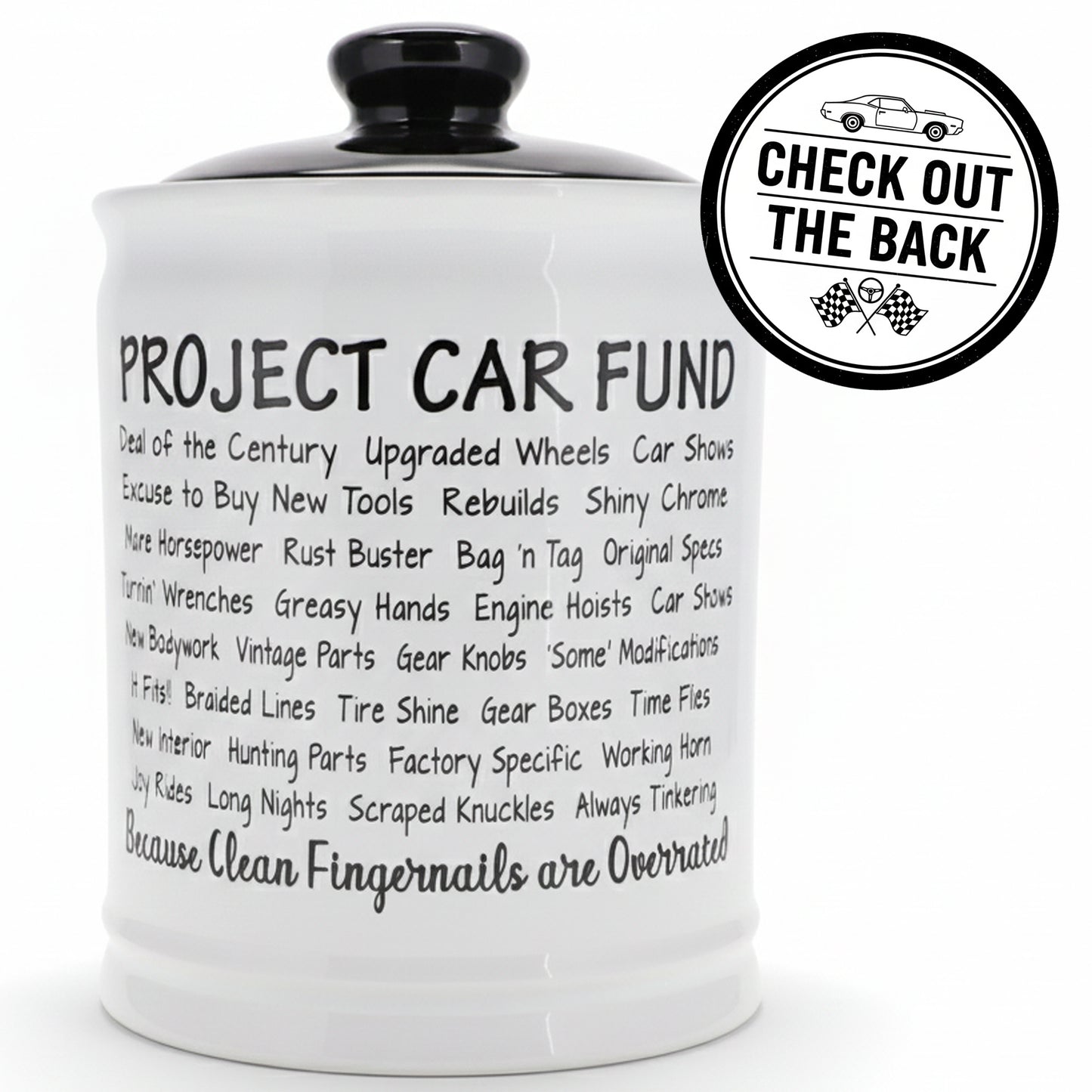 Cottage Creek Jars | Project Car Fund Piggy Bank | Car Accessories Ceramic Jar for Office & Home Decor | Stocking Stuffers & Christmas Gifts for Men, Teens, Women, Friends