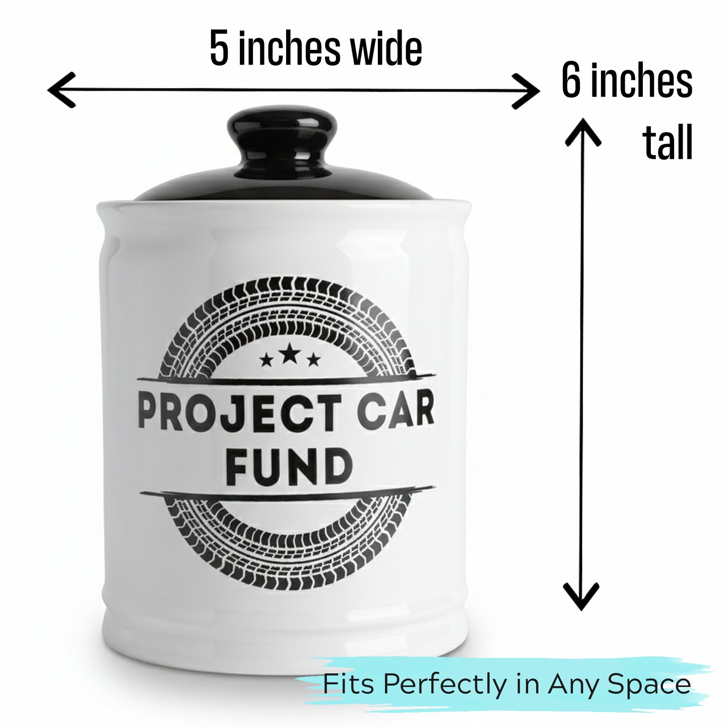 Cottage Creek Jars | Project Car Fund Piggy Bank | Car Accessories Ceramic Jar for Office & Home Decor | Stocking Stuffers & Christmas Gifts for Men, Teens, Women, Friends