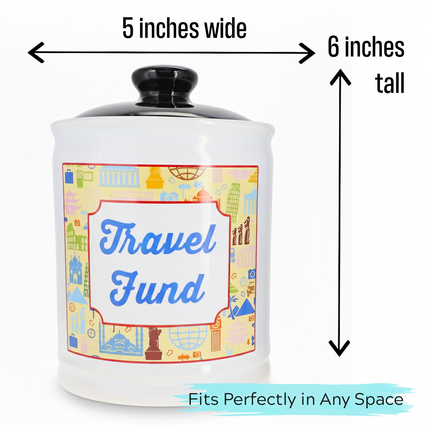 Cottage Creek Jars | Travel Piggy Bank - Ceramic Travel Essentials Money Jar | Ideal Birthday Gifts for Women, Mom, Dad | Road Trip, Cruise, Beach, Vacation Accessories Savings Bank