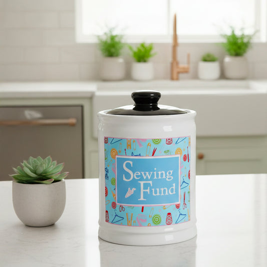 Cottage Creek Jars | Sewing Fund Piggy Bank, Candy Jar & Storage Container for Sewing Supplies, Fabric & Yarn | Christmas Gifts for Women, Unique Gifts for Quilters, Sewers, Mom, Grandma, & Home Decor