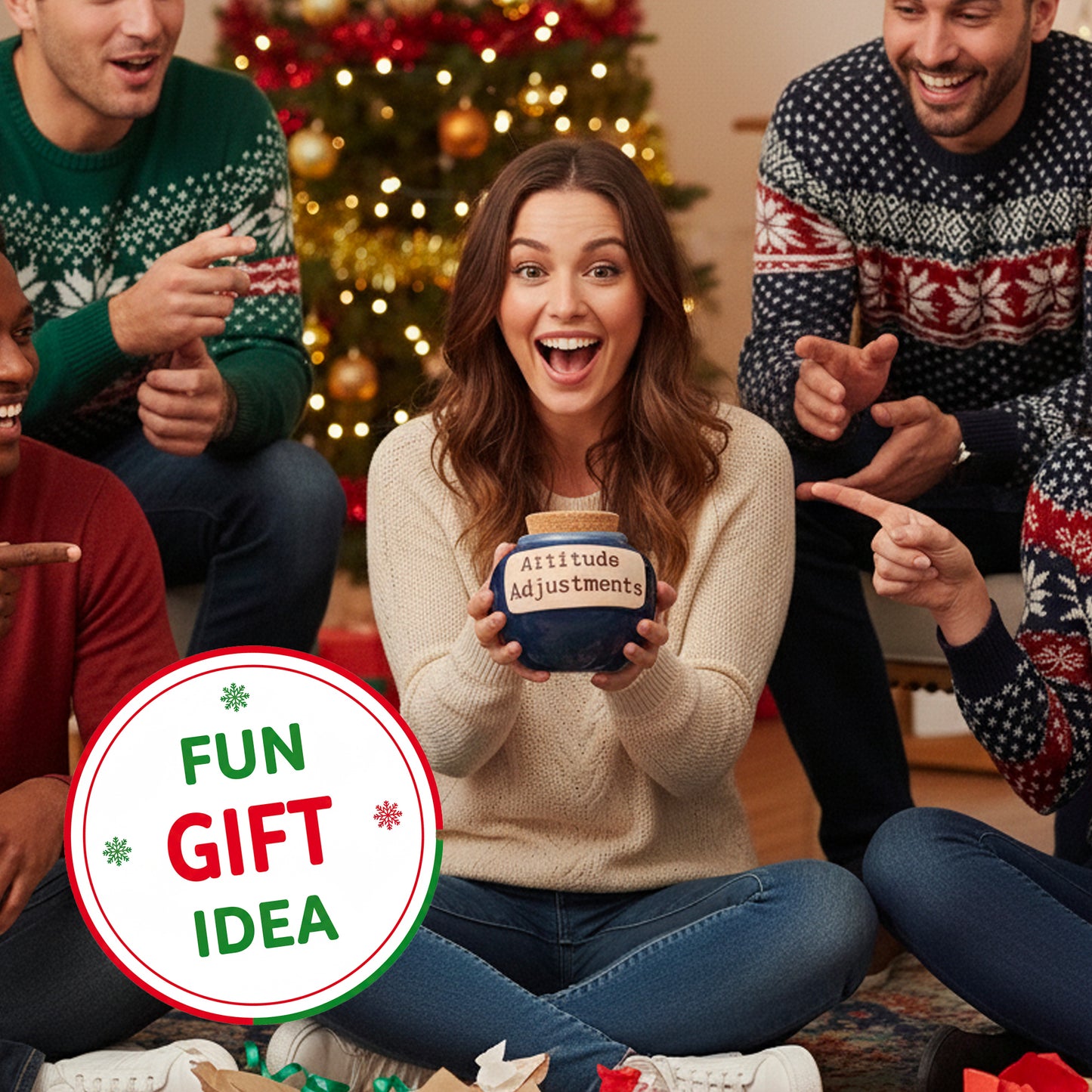 Cottage Creek Jars | Attitude Adjustments Money Bank, Funny Candy Jar for Office Desk | Ideal Room Decor Piggy Bank & Decorative Storage Container | Birthday Gifts for Women, Funny Gifts for Men