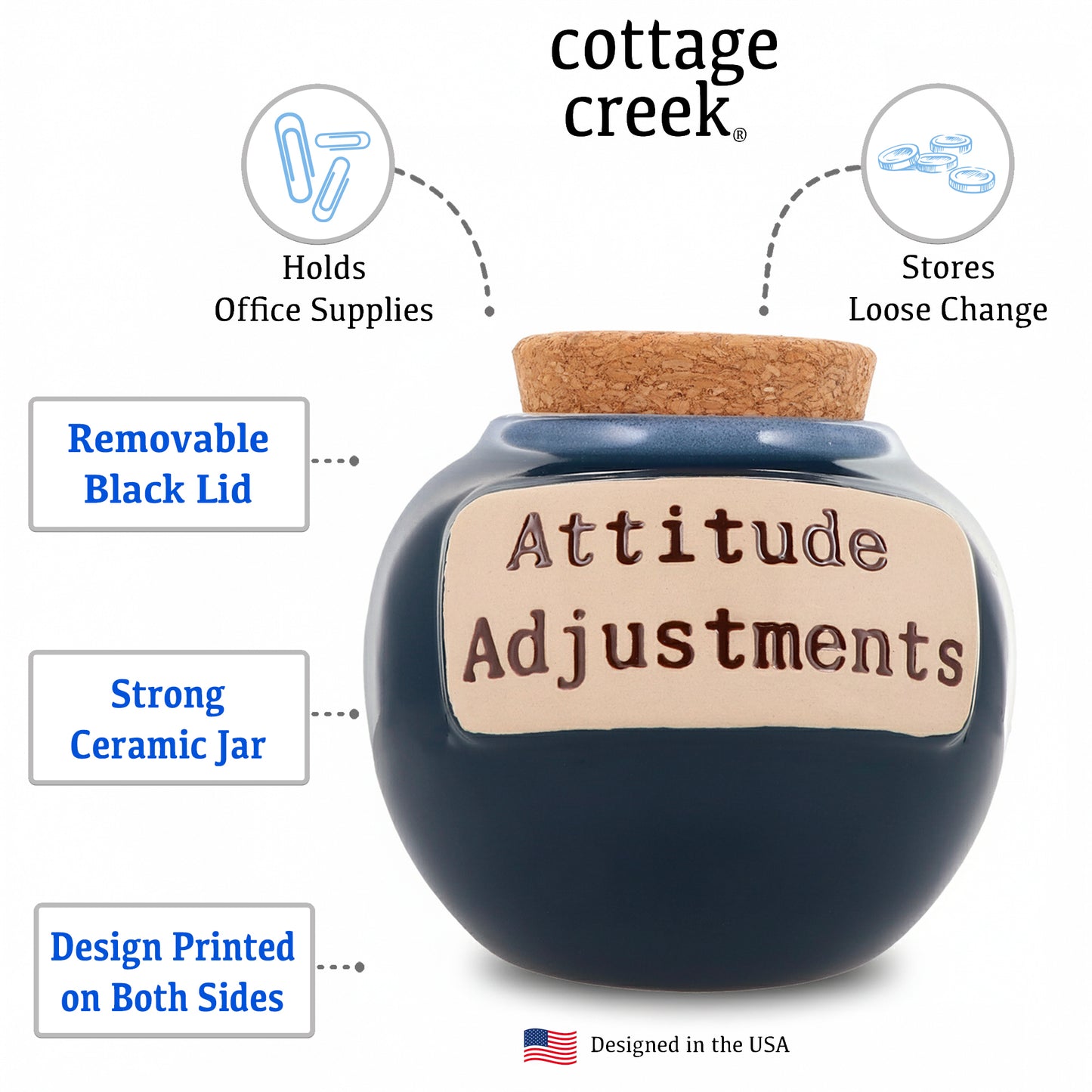 Cottage Creek Jars | Attitude Adjustments Money Bank, Funny Candy Jar for Office Desk | Ideal Room Decor Piggy Bank & Decorative Storage Container | Birthday Gifts for Women, Funny Gifts for Men