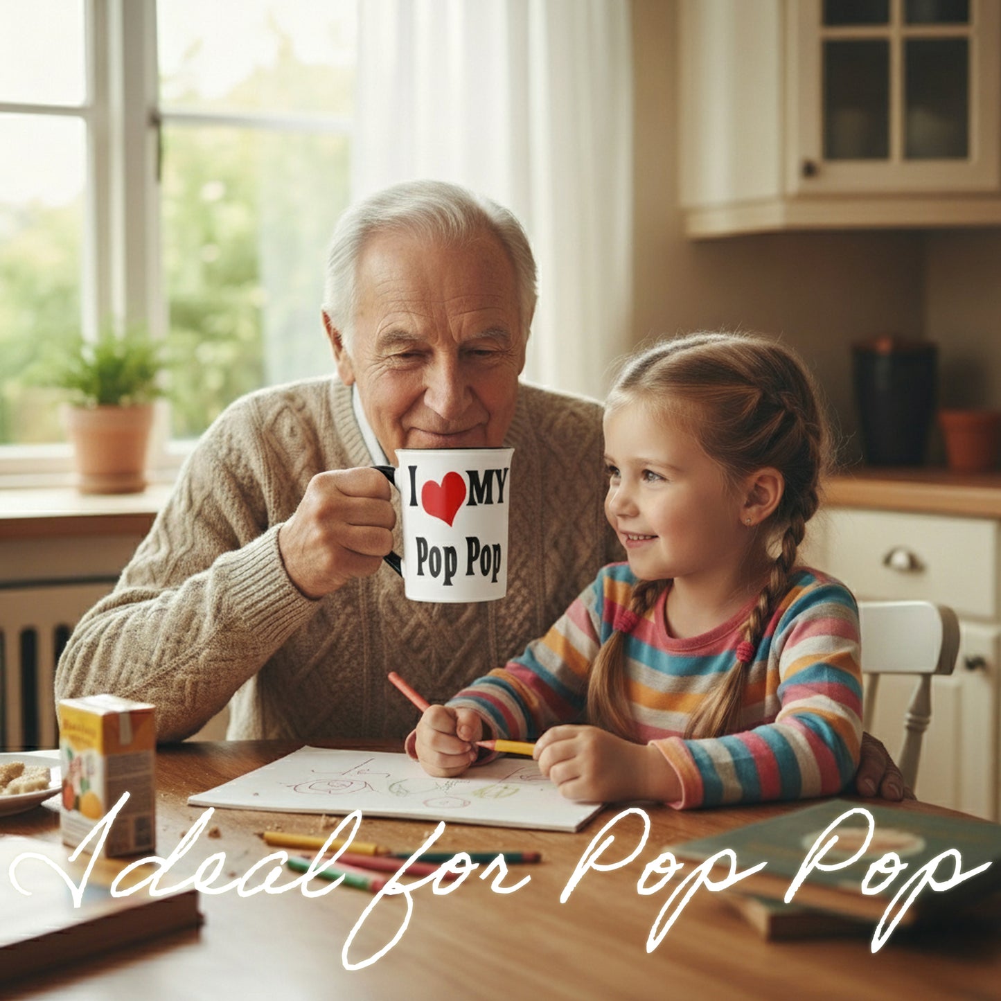 Cottage Creek Coffee Cup | 16oz I Love My Pop Pop Ceramic Coffee Mug | Extra Large Mens Mug for Home Decor, Kitchen & Desk | Fathers Day & Christmas Gifts for Men, Grandpa, Dad, Papaw, Papa