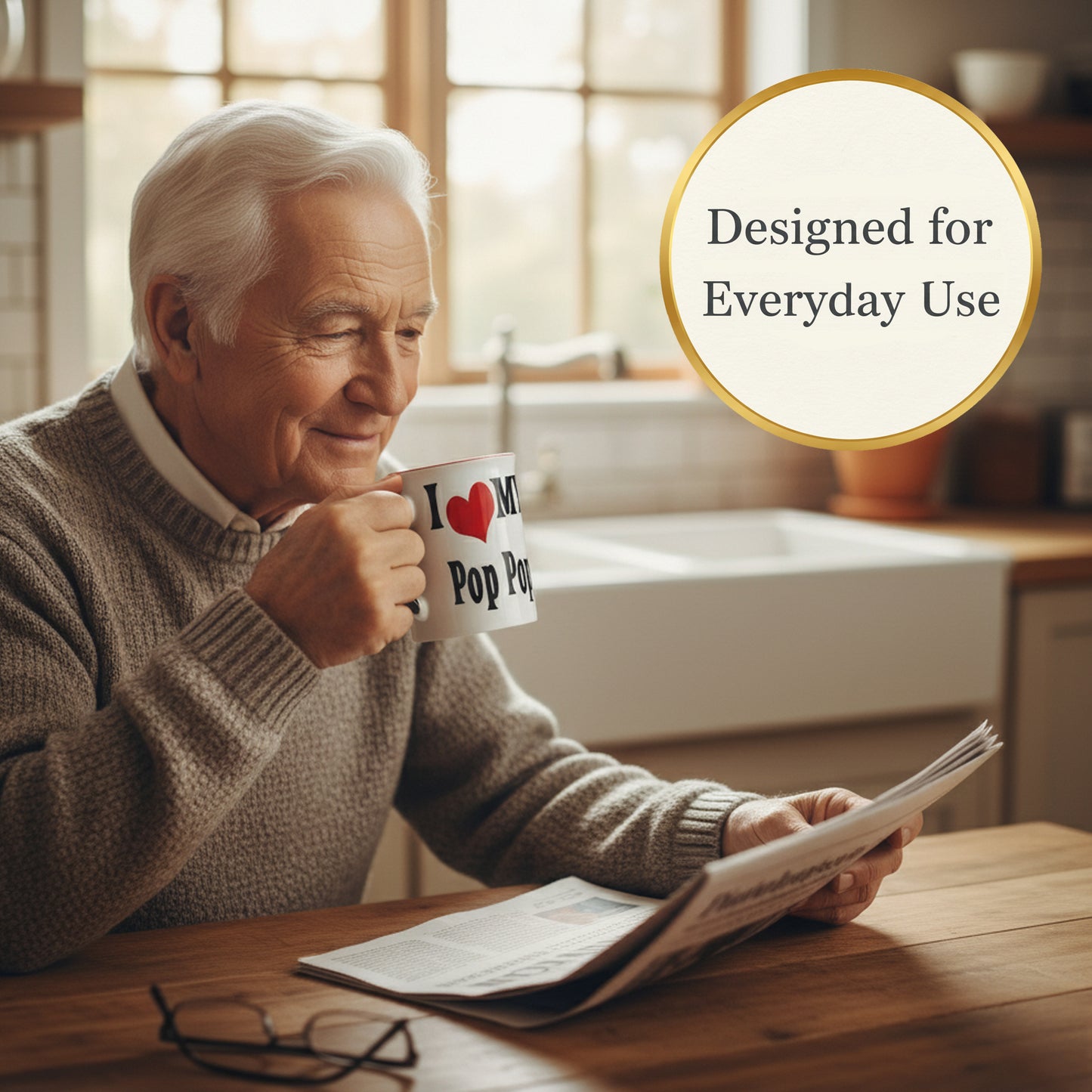 Cottage Creek Coffee Cup | 16oz I Love My Pop Pop Ceramic Coffee Mug | Extra Large Mens Mug for Home Decor, Kitchen & Desk | Fathers Day & Christmas Gifts for Men, Grandpa, Dad, Papaw, Papa