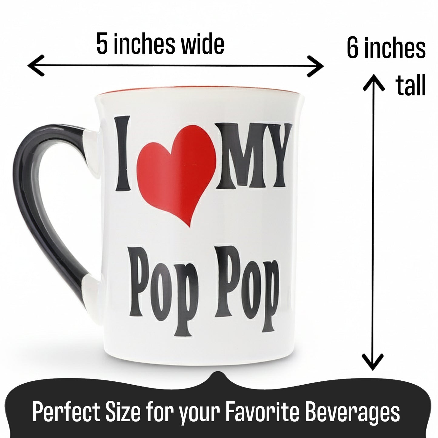 Cottage Creek Coffee Cup | 16oz I Love My Pop Pop Ceramic Coffee Mug | Extra Large Mens Mug for Home Decor, Kitchen & Desk | Fathers Day & Christmas Gifts for Men, Grandpa, Dad, Papaw, Papa