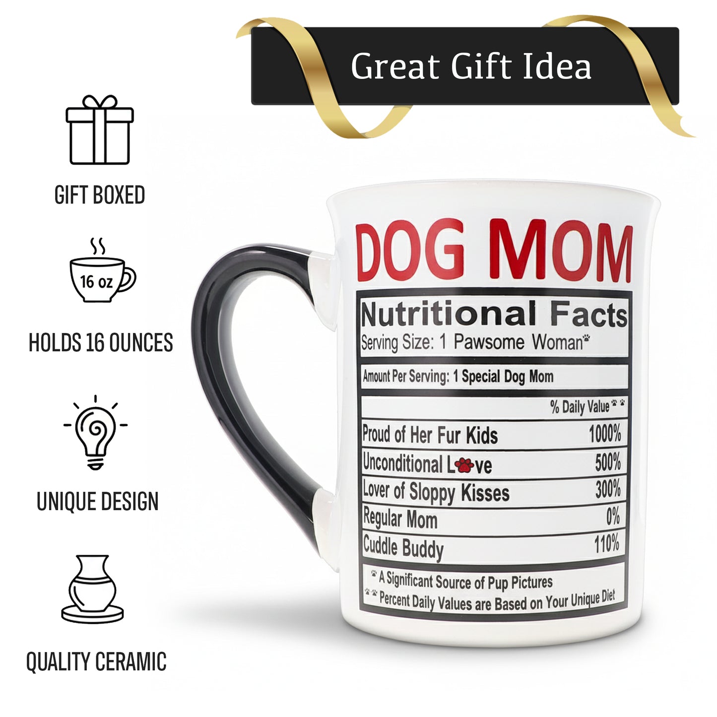 Cottage Creek Coffee Cups | Dog Mom 16oz Ceramic Coffee Mug | Ideal I Love My Dog Gifts for Women, Men | Funny Gifts for Mom, Dad, Girlfriend, Boyfriend