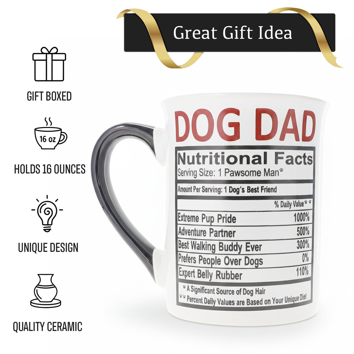 Cottage Creek Coffee Cups | Dog Dad 16oz Ceramic Coffee Mug | Ideal I Love My Dog Gifts for Women, Men | Funny Gifts for Mom, Dad, Girlfriend, Boyfriend