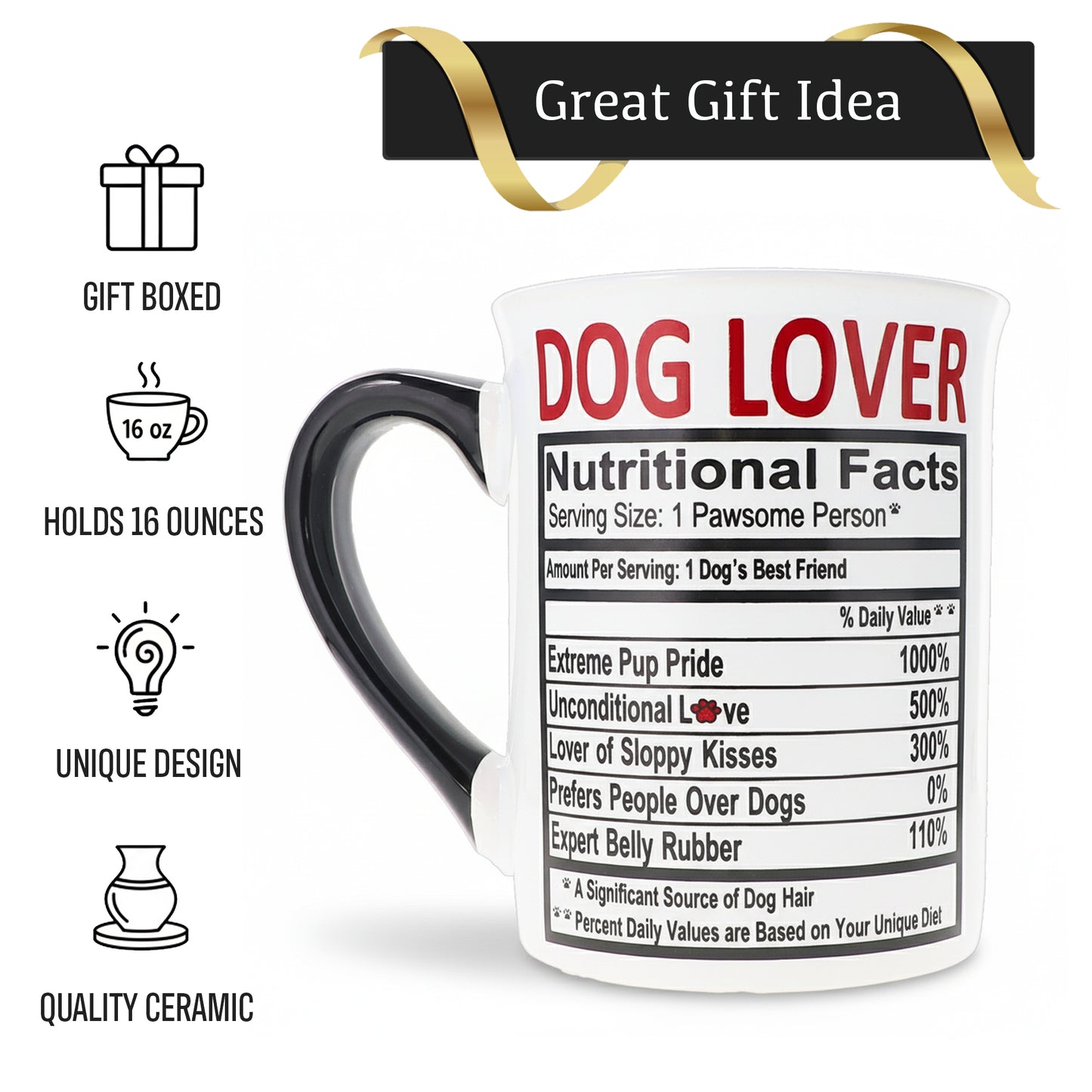 Cottage Creek Coffee Cups | Dog Lover 16oz Ceramic Coffee Mug | Ideal I Love My Dog Gifts for Women, Men | Funny Gifts for Mom, Dad, Girlfriend, Boyfriend