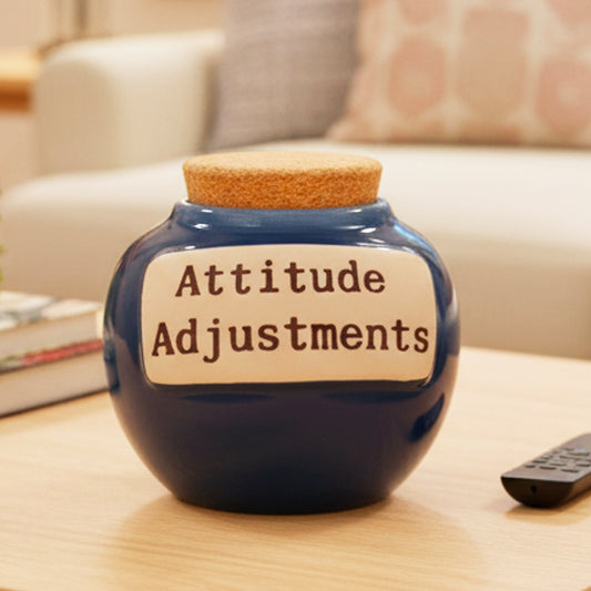 Cottage Creek Jars | Attitude Adjustments Money Bank, Funny Candy Jar for Office Desk | Ideal Room Decor Piggy Bank & Decorative Storage Container | Birthday Gifts for Women, Funny Gifts for Men