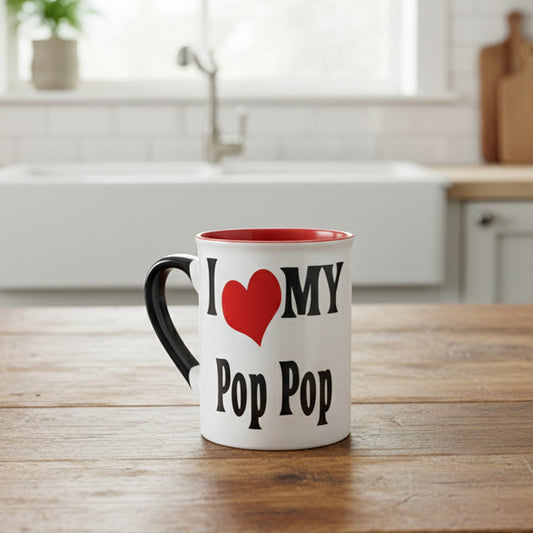Cottage Creek Coffee Cup | 16oz I Love My Pop Pop Ceramic Coffee Mug | Extra Large Mens Mug for Home Decor, Kitchen & Desk | Fathers Day & Christmas Gifts for Men, Grandpa, Dad, Papaw, Papa