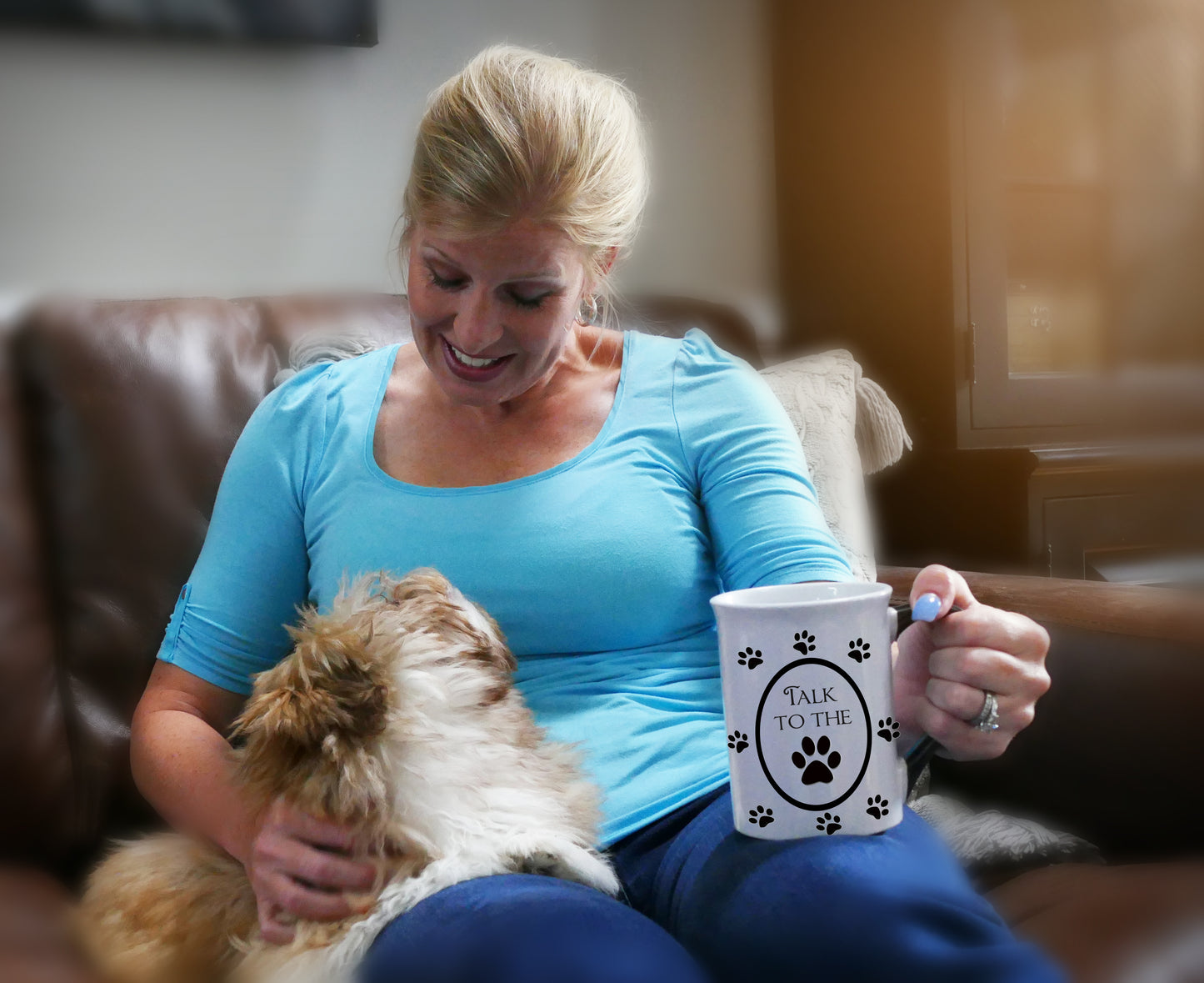 Cottage Creek Coffee Cups | Talk to the Paw 16oz Ceramic Coffee Mug | Ideal I Love My Dog Gifts for Women, Men | Funny Gifts for Mom, Dad, Girlfriend, Boyfriend