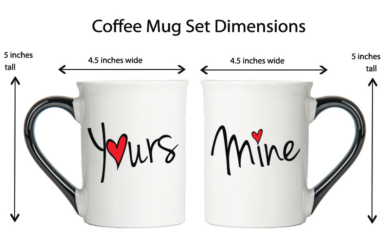 Cottage Creek Yours and Mine Coffee Mugs, Multicolored, Ceramic, 6" Set of Two Couples Mugs