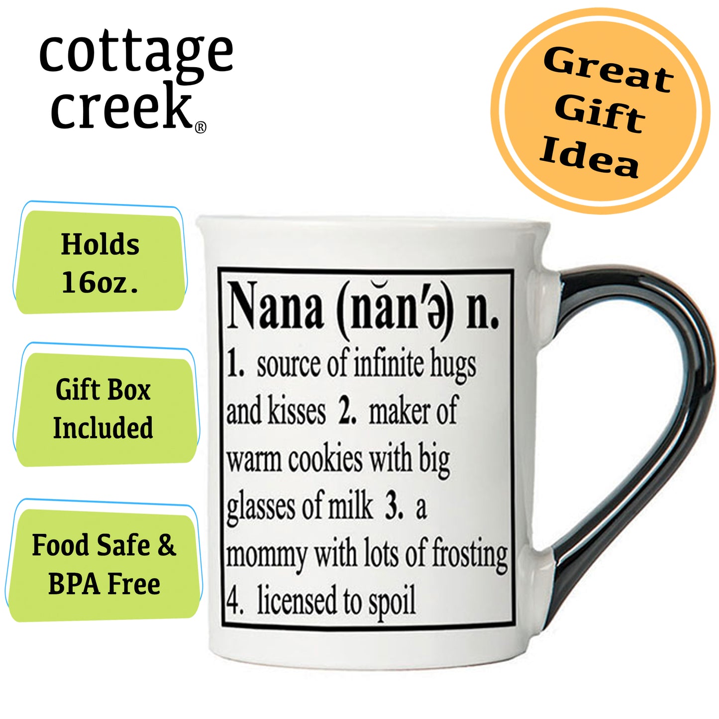 Cottage Creek Definition Nana Mug, Nana Coffee Mug for Nana, 16oz., 6" Multicolored