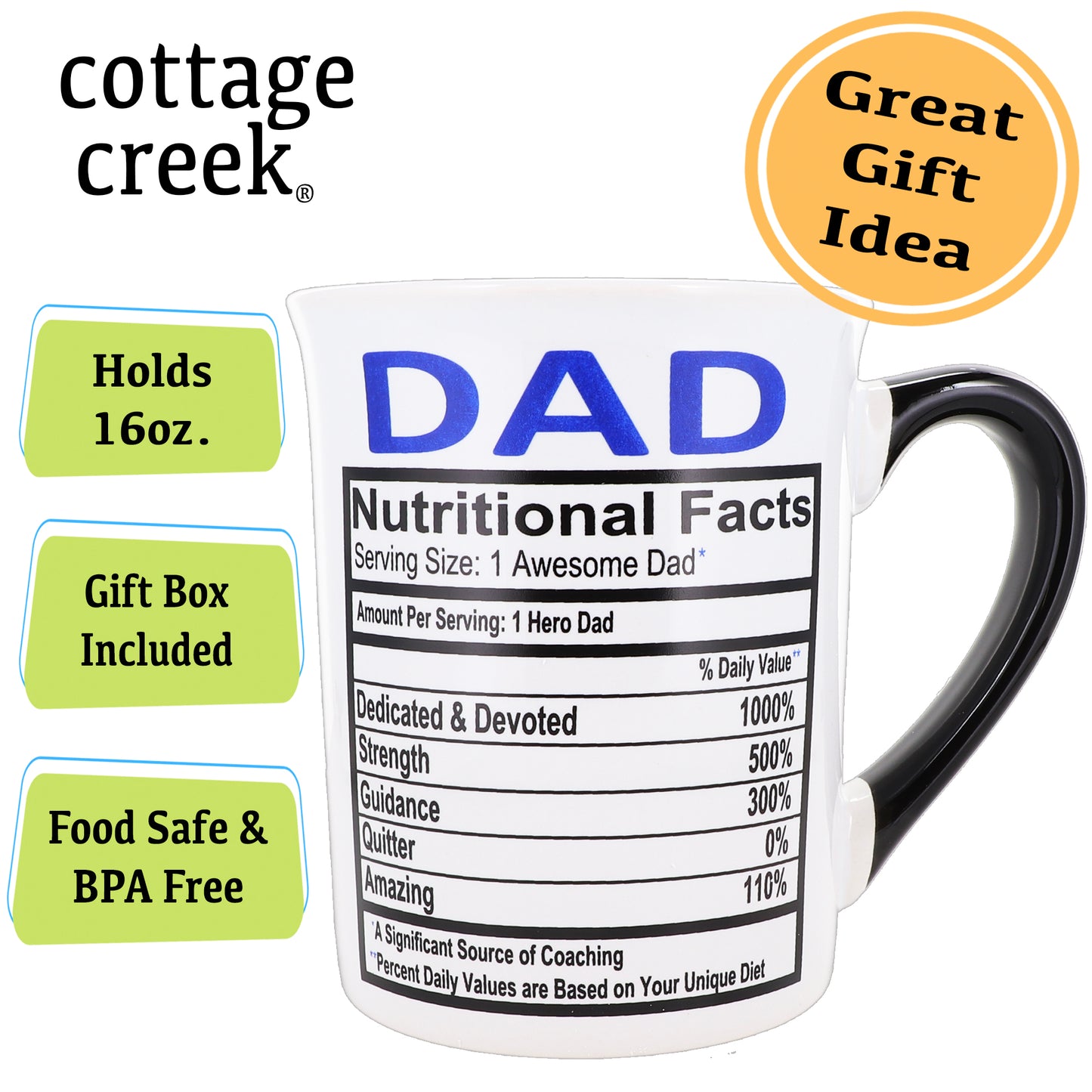 Cottage Creek Dad Coffee Mug, Ceramic 16oz. Dad Mug, Dad Gifts