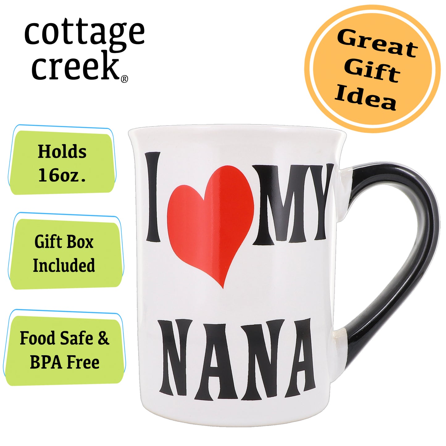 Cottage Creek Nana Mug, Nana Coffee Mug for Nana, 16oz., 6" Multicolored
