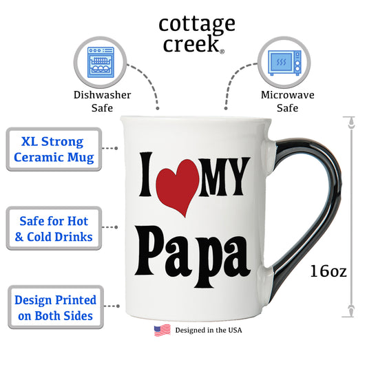 Cottage Creek I Love My Papa Mug, Papa Coffee Mug for Papa, 16oz., 6" Multicolored