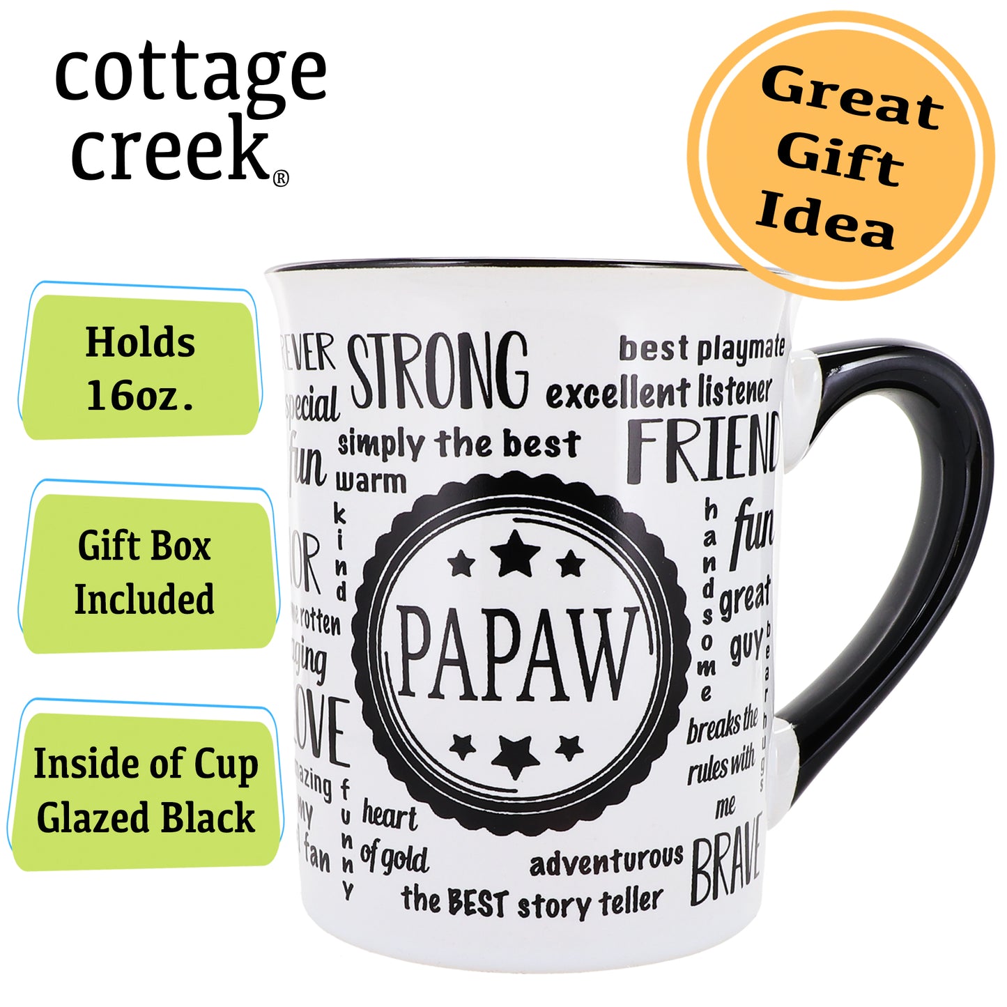 Cottage Creek Papaw Mug, Papaw Coffee Mug for Papaw, 16oz., 6" Multicolored