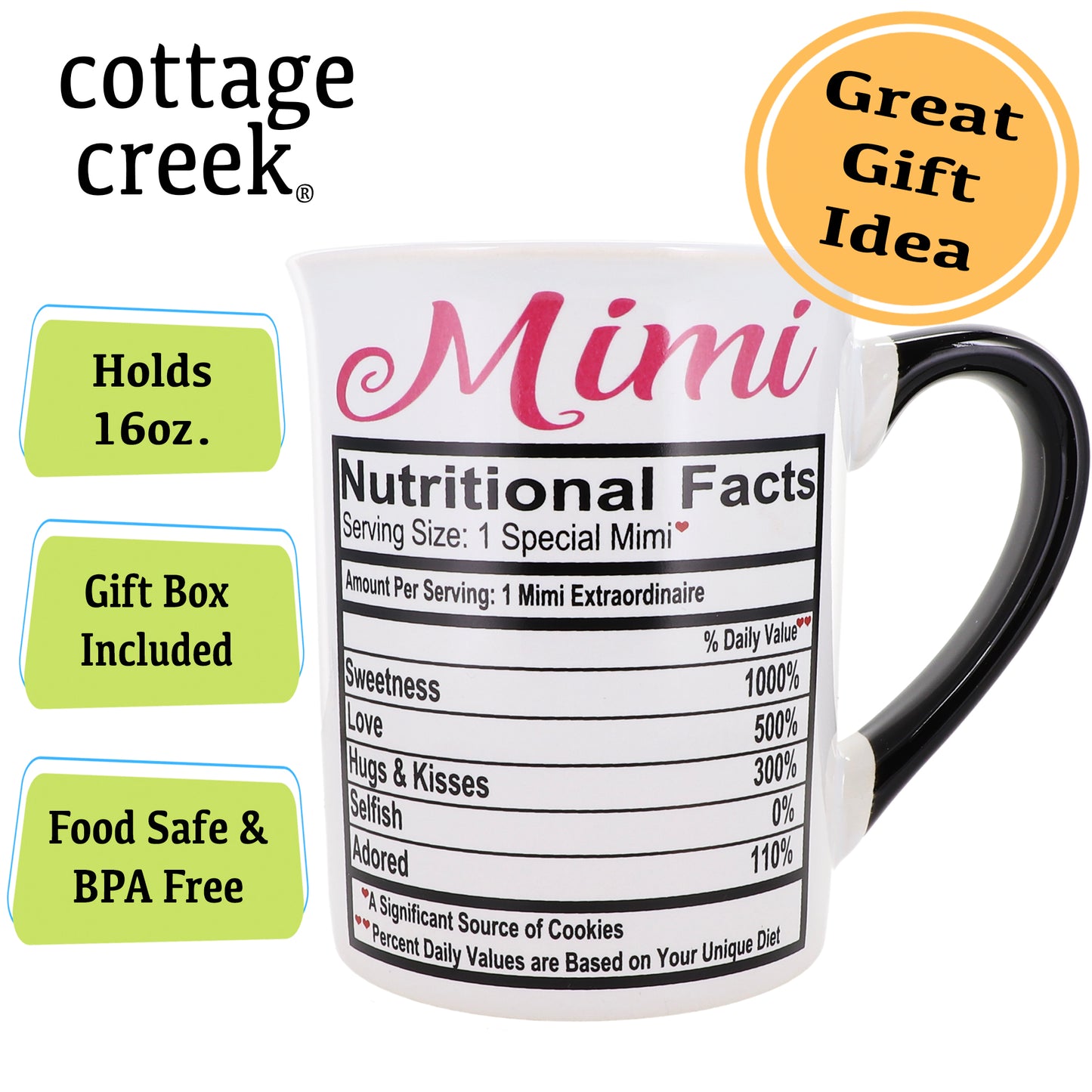 Cottage Creek Mimi Mug, Mimi Coffee Mug for Mimi, 16oz., 6" Multicolored