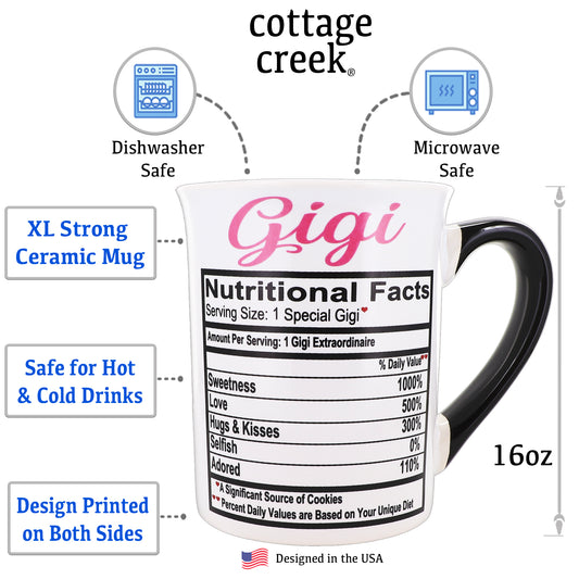 Cottage Creek Gigi Mug, Gigi Coffee Mug for Gigi, 16oz., 6" Multicolored