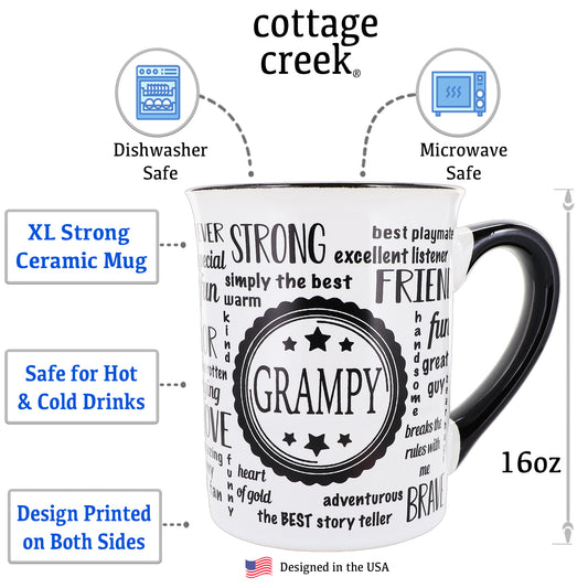 Cottage Creek Grampy Mug, Grampy Coffee Mug for Grampy, 16oz., 6" Multicolored