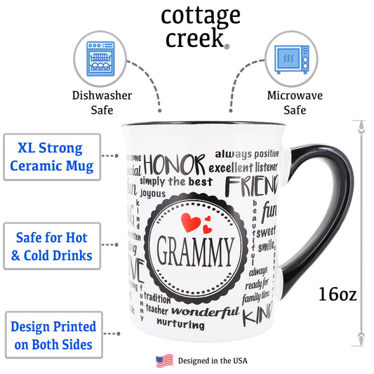 Cottage Creek Grammy Mug, Grammy Coffee Mug, Ceramic, 16oz., 6" Multicolored