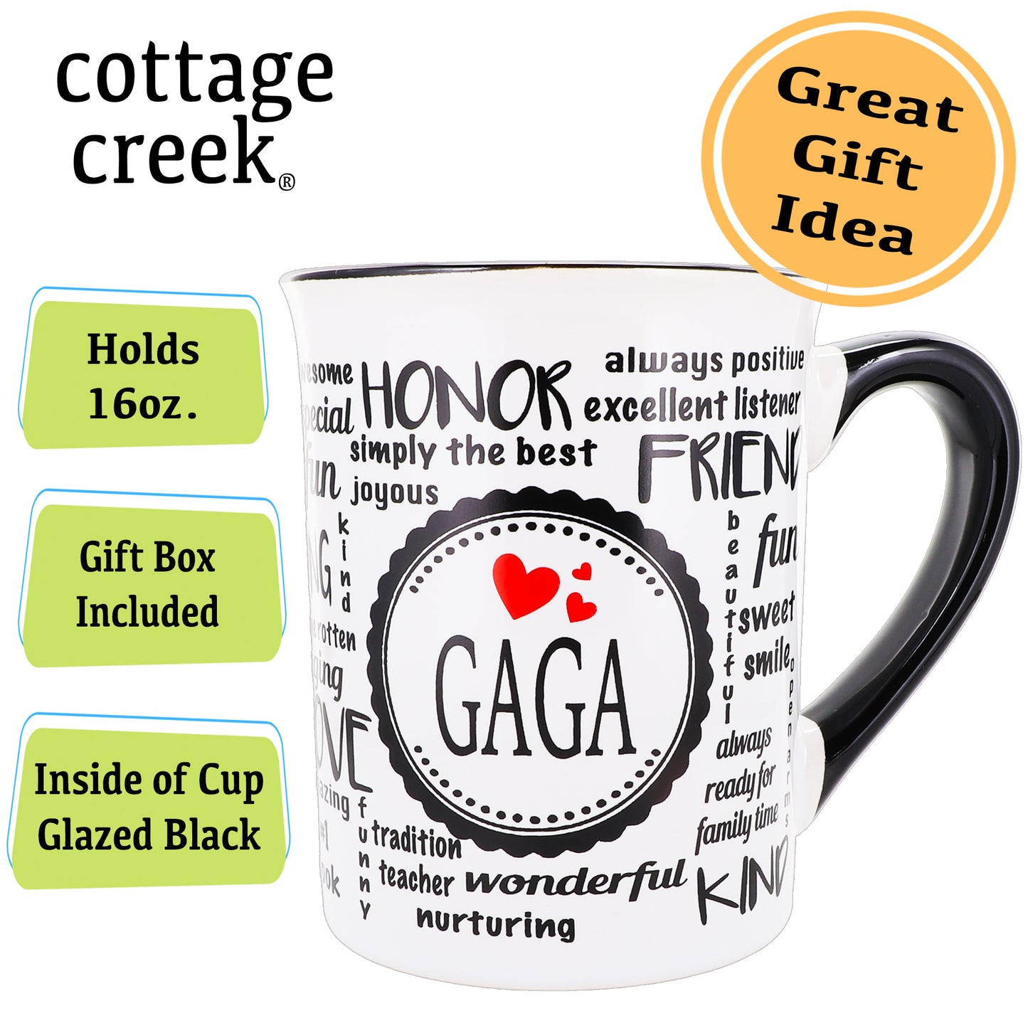 Cottage Creek Gaga Mug, Gaga Coffee Mug for Gaga, 16oz., 6" Multicolored