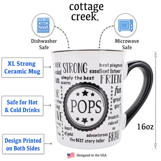 Cottage Creek Pops Mug, Pops Coffee Mug for Pops, 16oz., 6" Multicolored