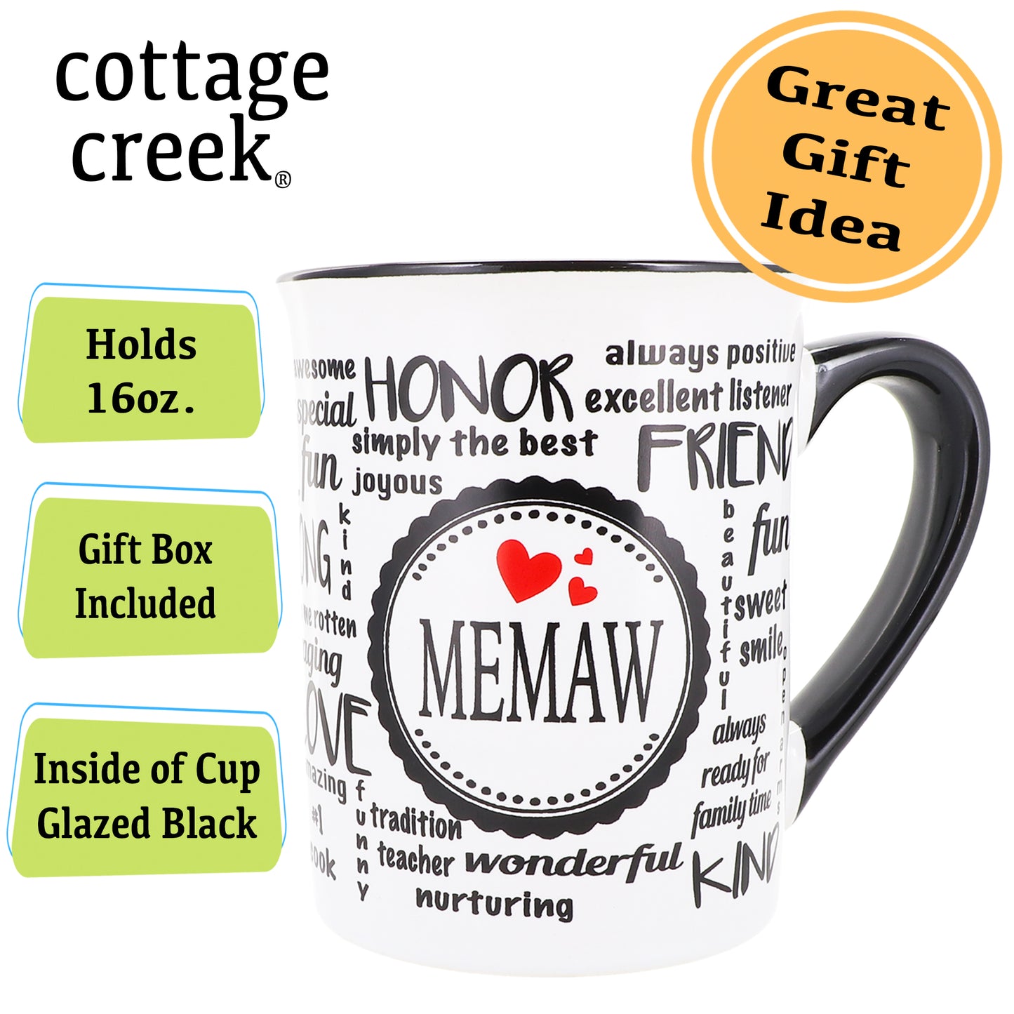 Cottage Creek Memaw Mug, Memaw Coffee Mug, Ceramic, 16oz., 6" Multicolored