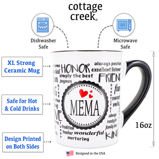 Cottage Creek Mema Mug, Mema Coffee Mug, Ceramic 16oz., 6" Multicolored