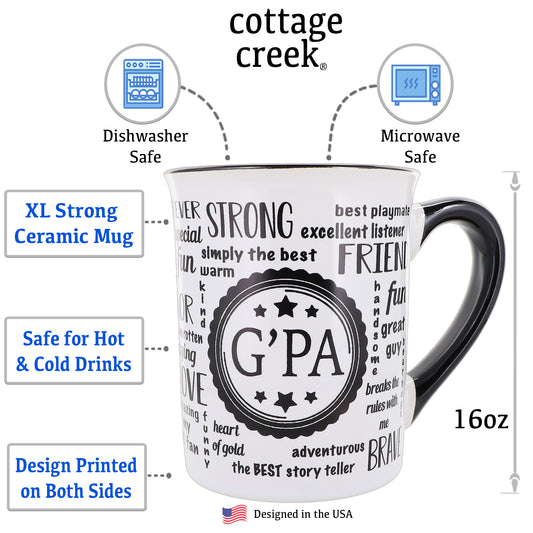 Cottage Creek Gpa Mug, 16oz. Ceramic Multicolored G'pa Mug for G-pa