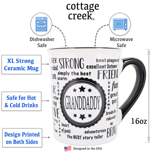 Cottage Creek Granddaddy Mug, Ceramic 16oz. Multicolored 6" Granddaddy Coffee Mug