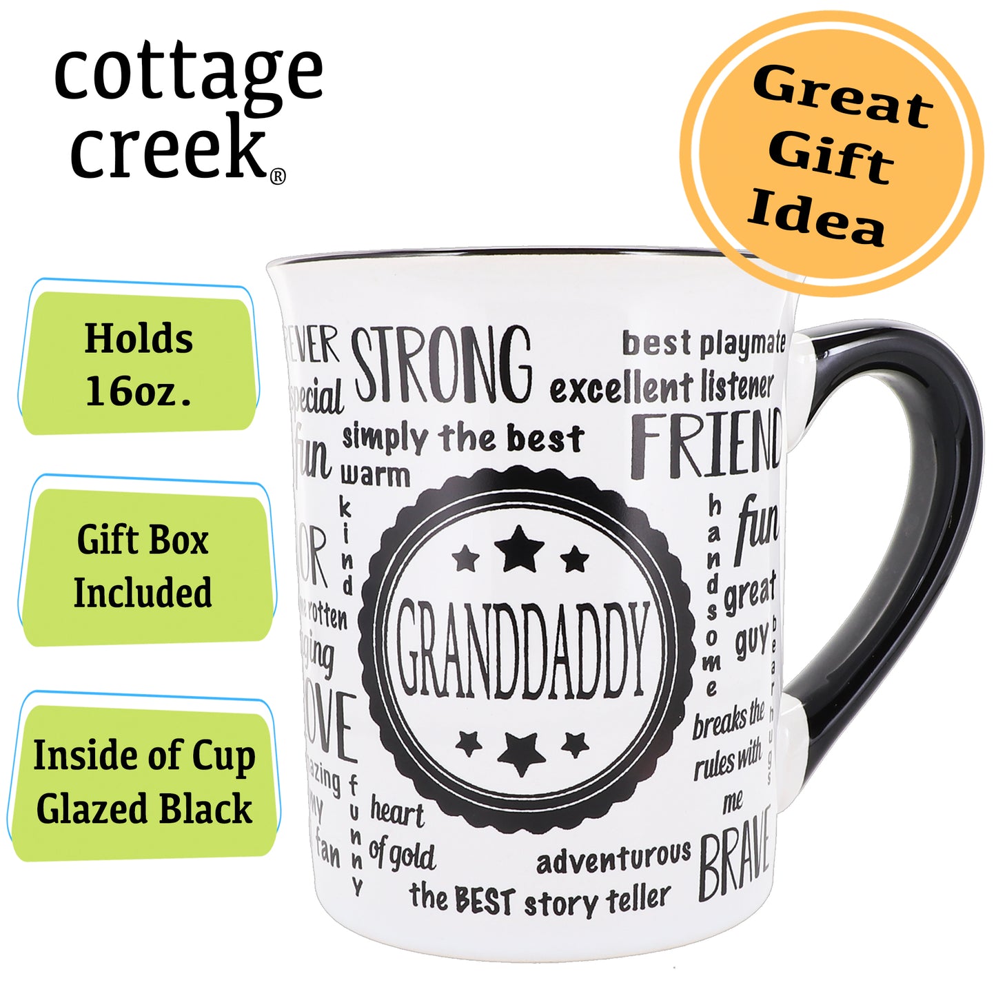 Cottage Creek Granddaddy Mug, Ceramic 16oz. Multicolored 6" Granddaddy Coffee Mug