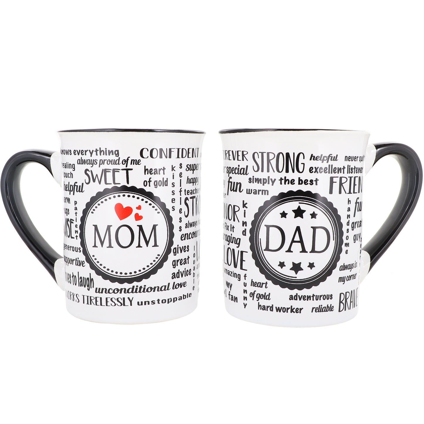 Cottage Creek Mom Dad Mugs, Set of Two 16oz. Ceramic Mom and Dad Coffee Mugs