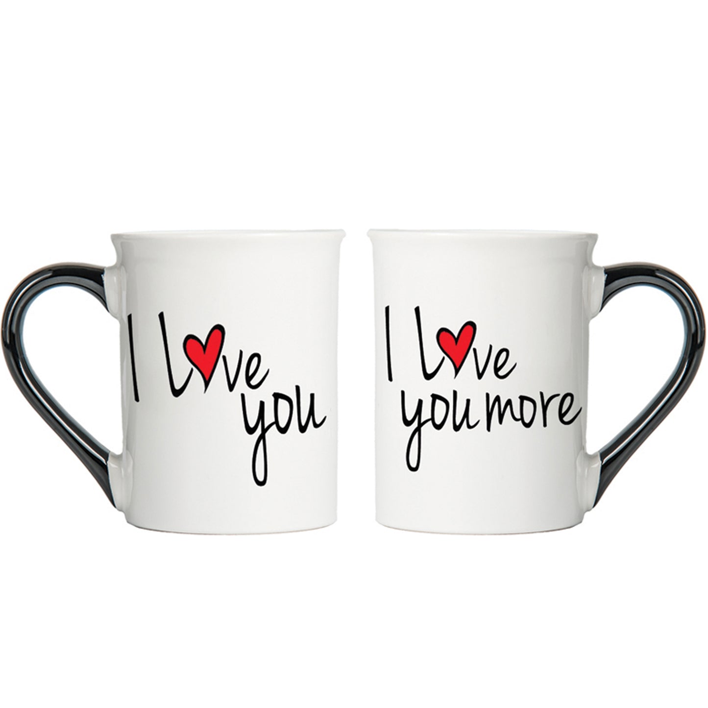 Cottage Creek I Love You, Love You More Coffee Mugs, Multicolored, Ceramic, 6" Set of Two Couples Mugs
