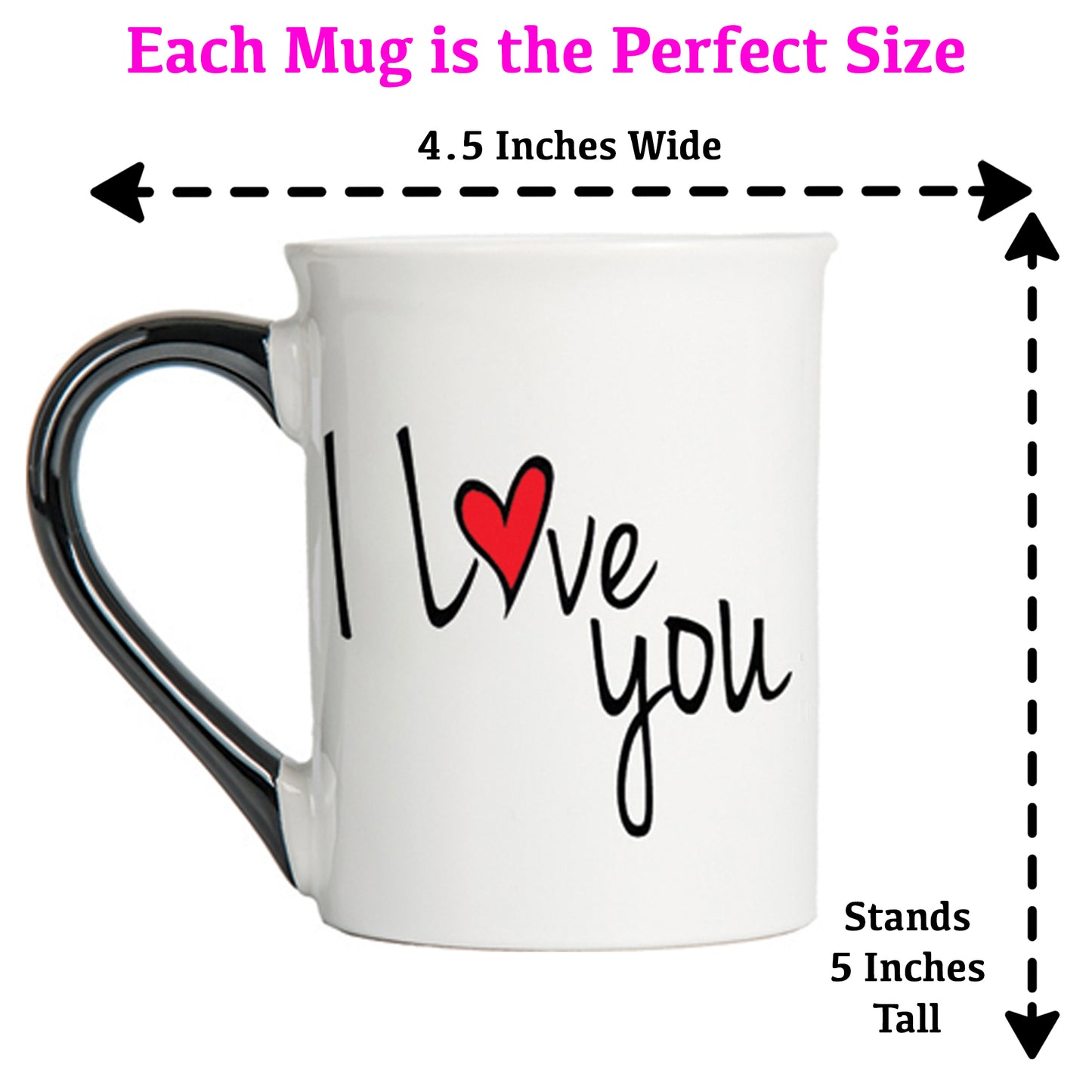 Cottage Creek I Love You, Love You More Coffee Mugs, Multicolored, Ceramic, 6" Set of Two Couples Mugs