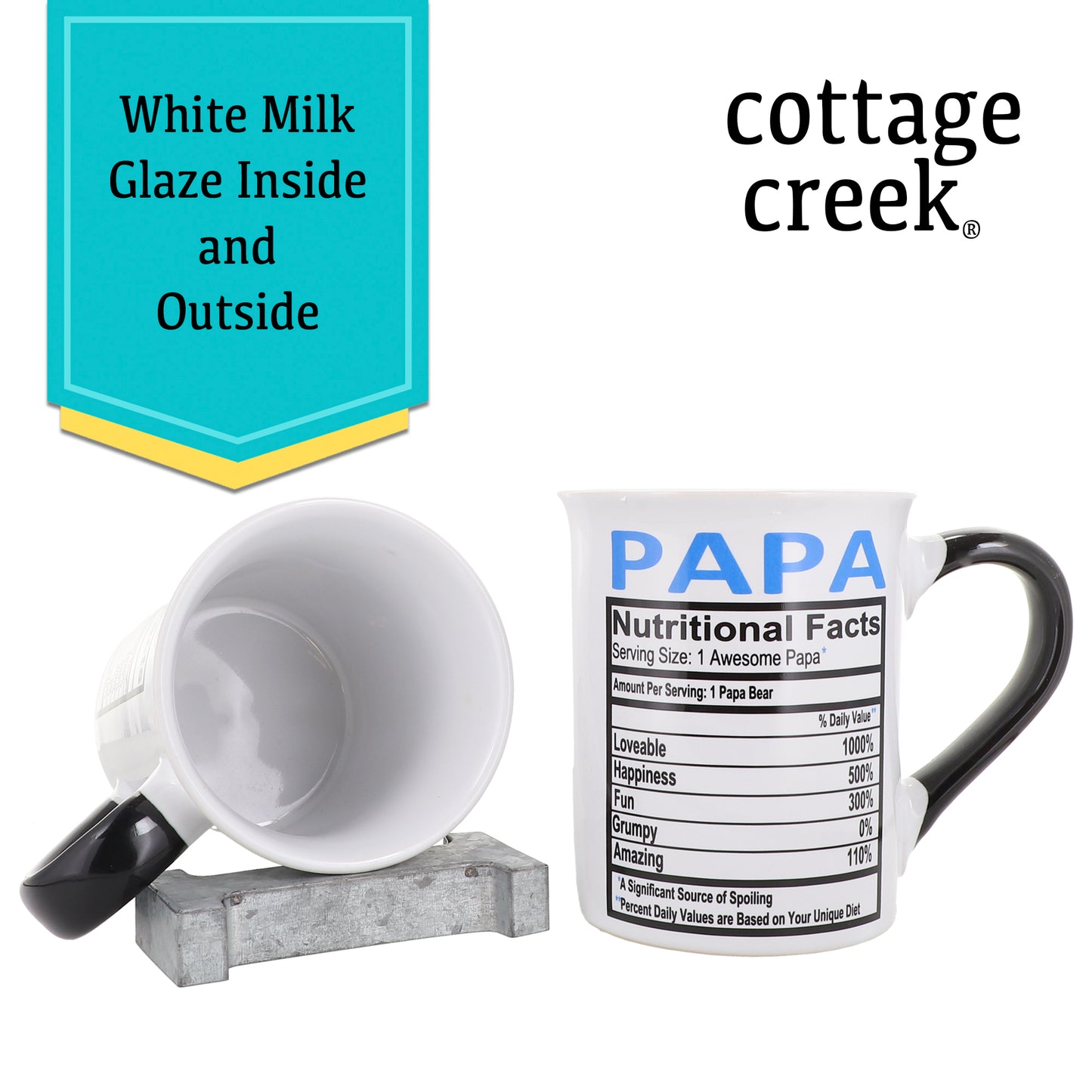Cottage Creek Nana Papa Mugs, Set of Two 16oz. Ceramic Coffee Mugs, Grandparent Gifts