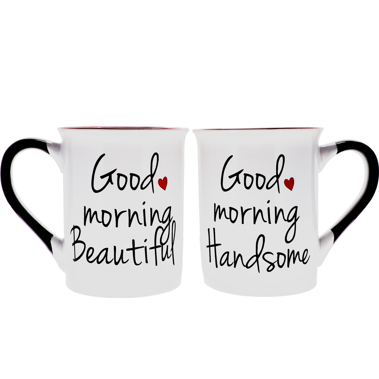 Cottage Creek Good Morning Beautiful and Good Morning Handsome Coffee Mugs, Set of Two Ceramic, Multicolored, 6" Couples Mugs