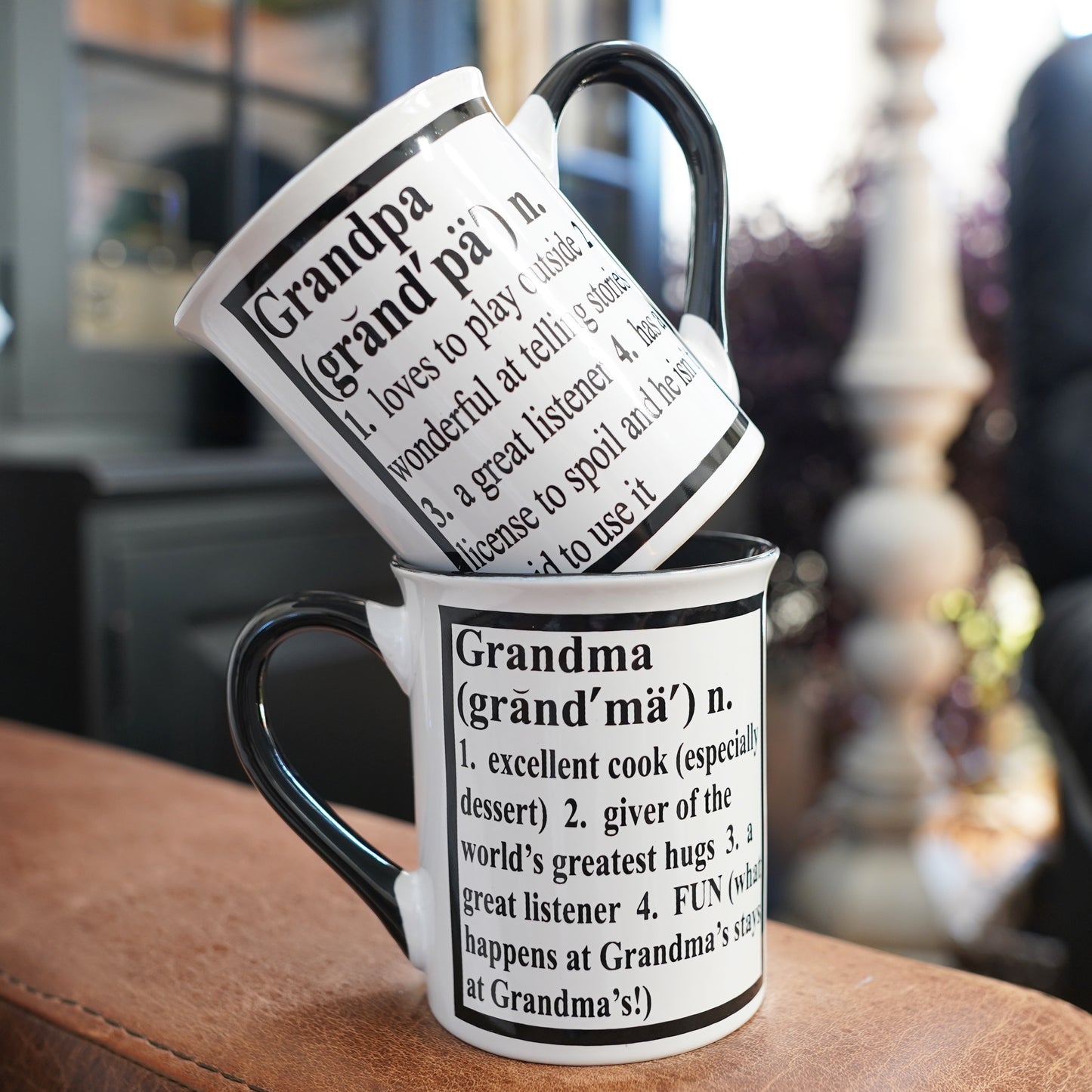 Cottage Creek Grandma Grandpa Mug Set, Two Multicolored, Ceramic, 6" Grandparent Mugs