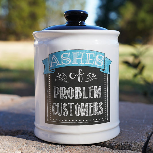 Cottage Creek Ashes of Problem Customers Piggy Bank, Multicolored, Ceramic, 6", Office Candy Jar, Boss Gifts