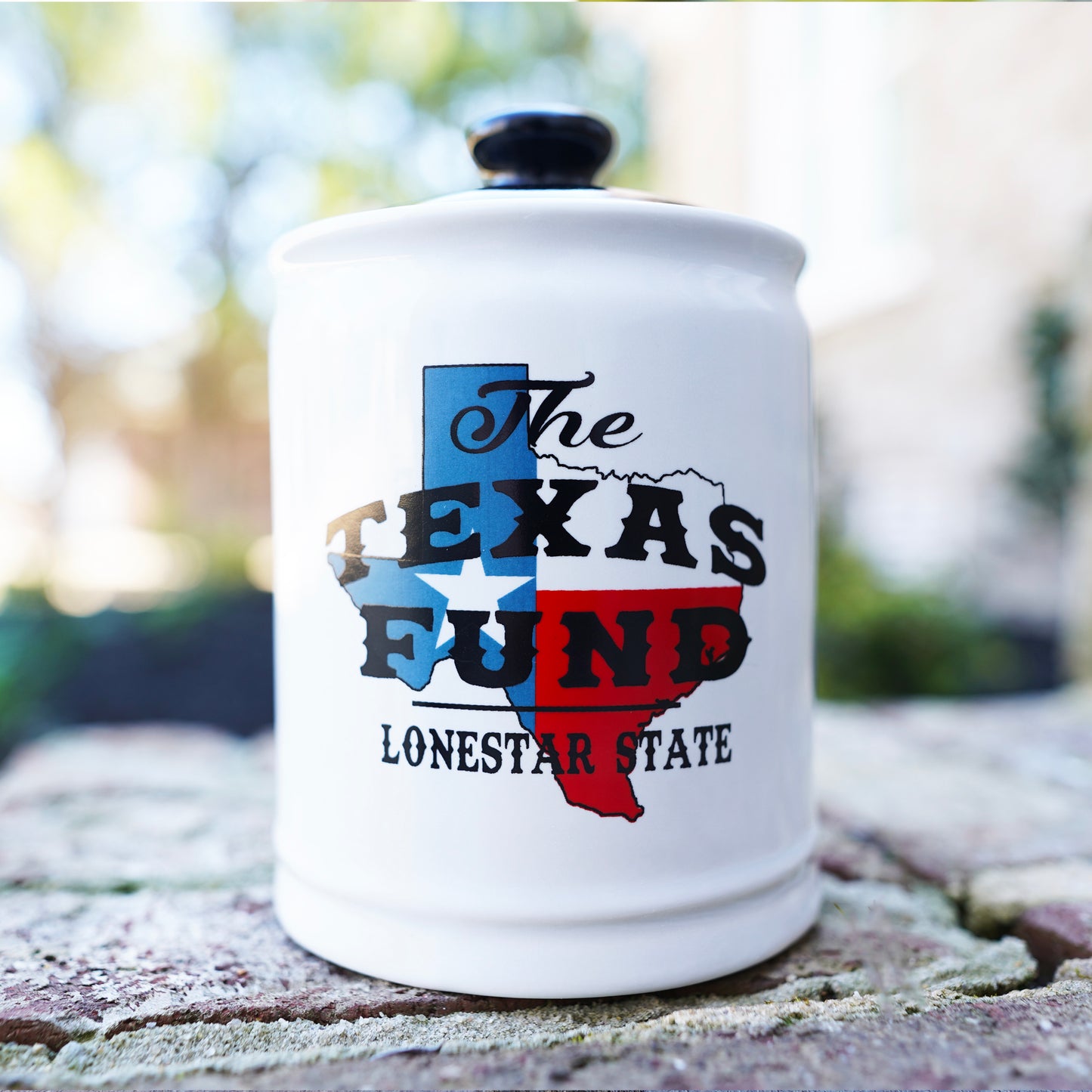 Cottage Creek Texas Fund Piggy Bank, Ceramic, Multicolored, 6" Texas Flag Candy Jar, Texas Vacation Savings Bank