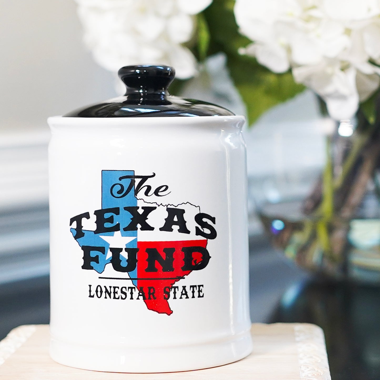 Cottage Creek Texas Fund Piggy Bank, Ceramic, Multicolored, 6" Texas Flag Candy Jar, Texas Vacation Savings Bank