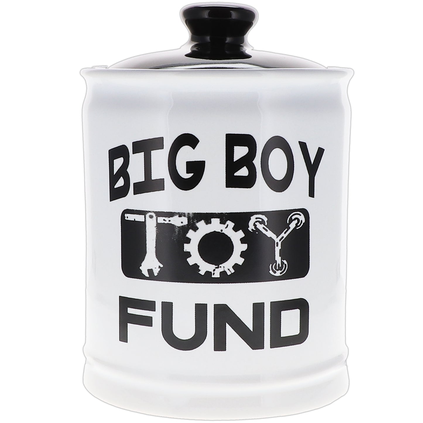 Cottage Creek Big Boy Toy Fund Piggy Bank, Ceramic, 6", Multicolored Candy Jar