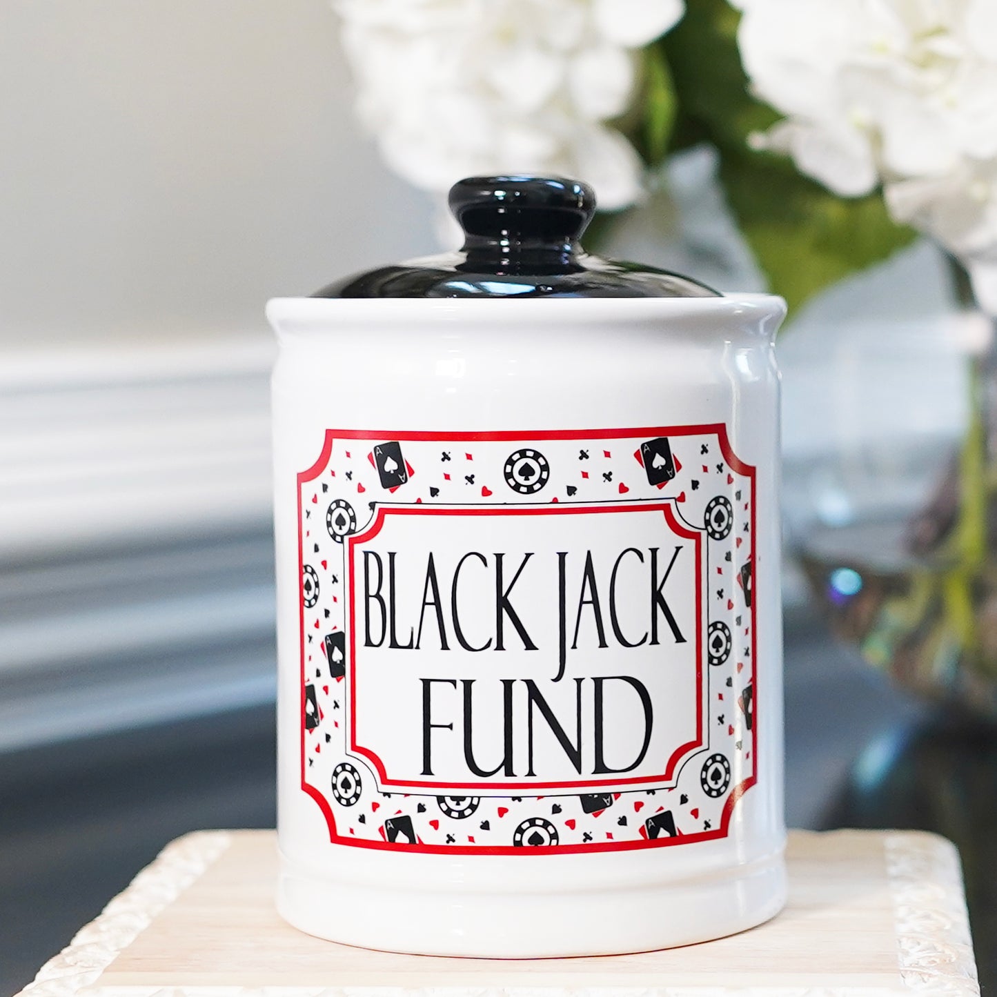 Cottage Creek Blackjack Fund Piggy Bank , Multicolored, Ceramic, 6" Casino Candy Jar, Gambling Gifts