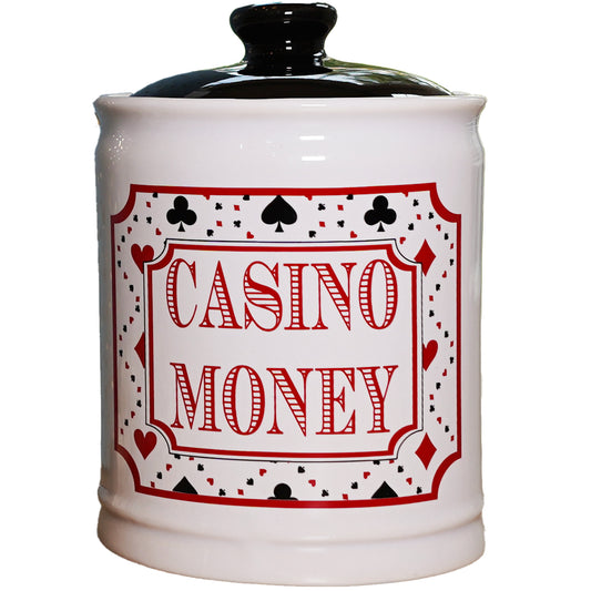 Cottage Creek Casino Money Jar, Ceramic, 6", Multicolored Candy Jar, Casino Party Decorations