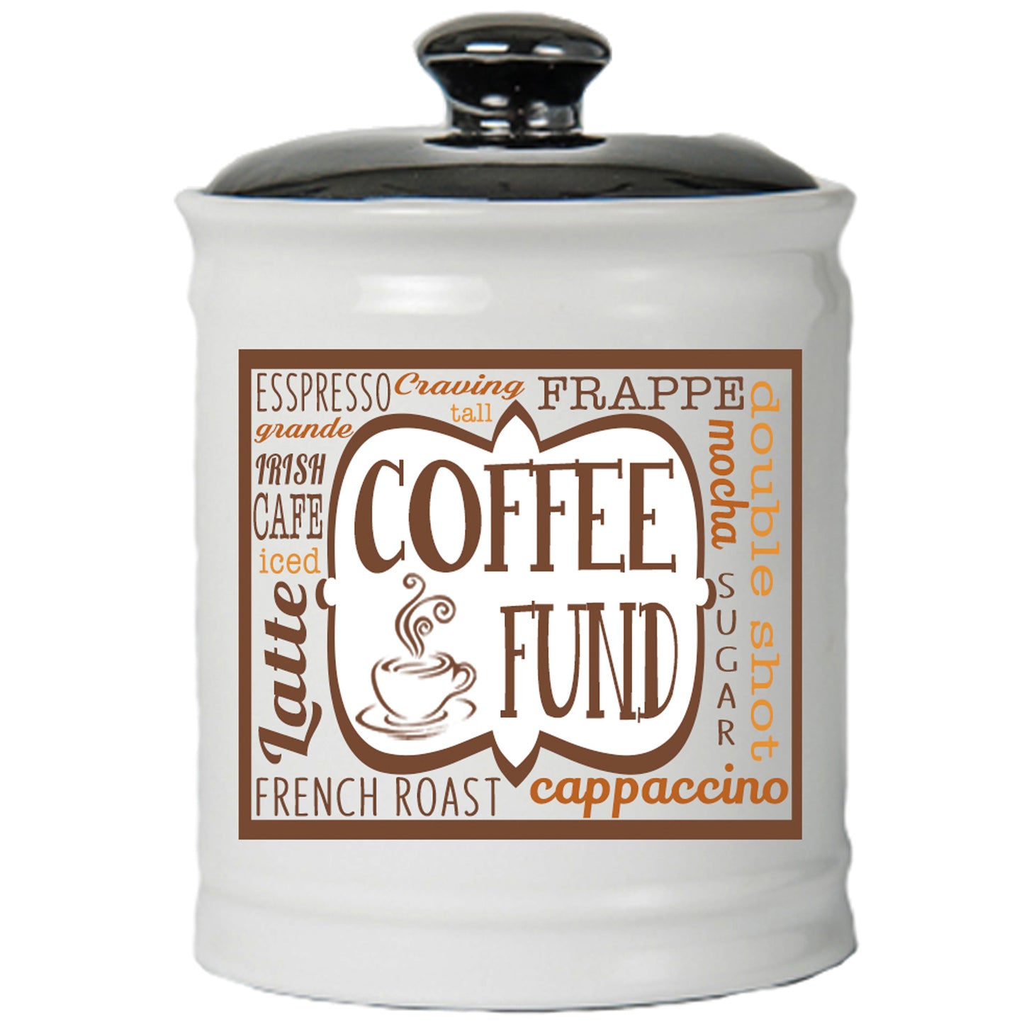 Cottage Creek Coffee Fund Piggy Bank, Ceramic, 6", Multicolored Coffee Money Jar
