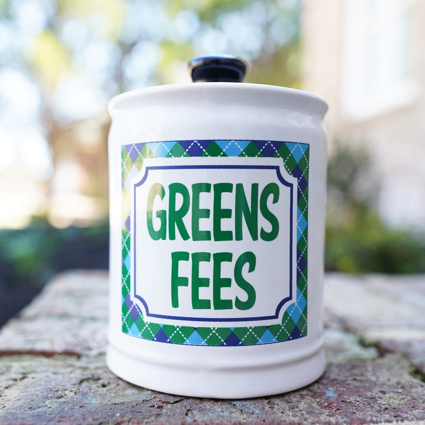 Cottage Creek Golf Piggy Bank, Ceramic Multicolored, 6" Greens Fees Golfing Jar, Golf Gifts
