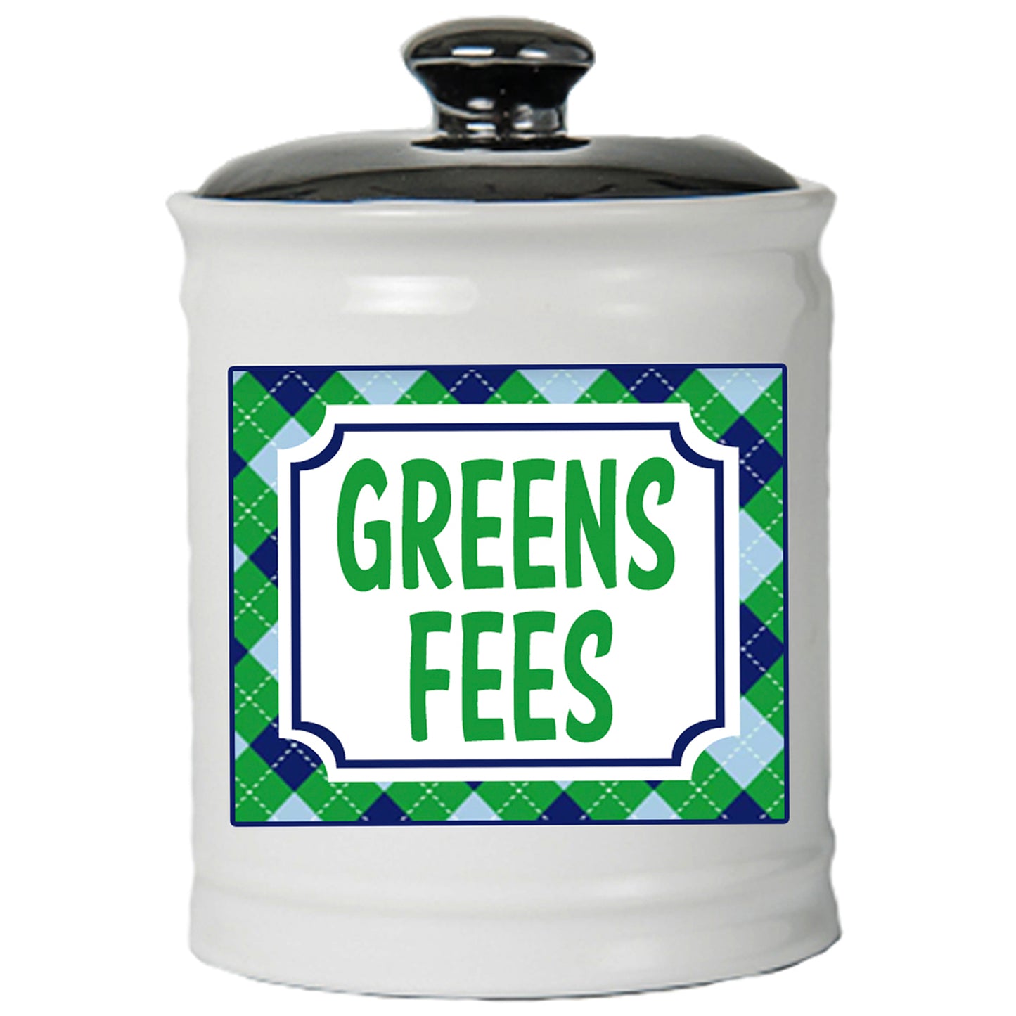 Cottage Creek Golf Piggy Bank, Ceramic Multicolored, 6" Greens Fees Golfing Jar, Golf Gifts