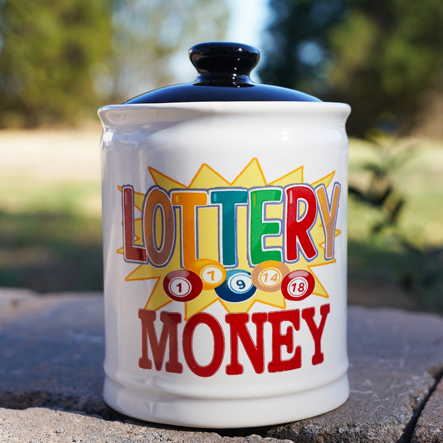 Cottage Creek Lottery Money Piggy Bank, Ceramic, 6", Multicolored Lottery Gift