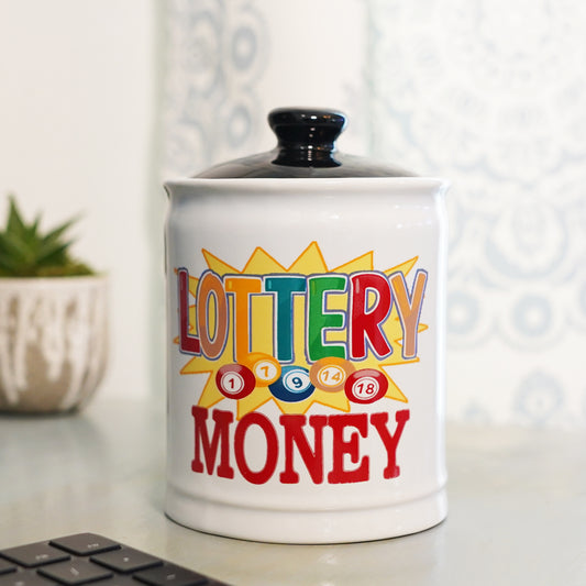 Cottage Creek Lottery Money Piggy Bank, Ceramic, 6", Multicolored Lottery Gift